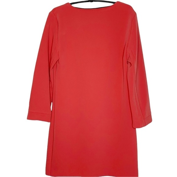Zara Basic Coral Zip Front 3/4 Sleeve Shift Knee Length Dress Size S - Picture 7 of 12